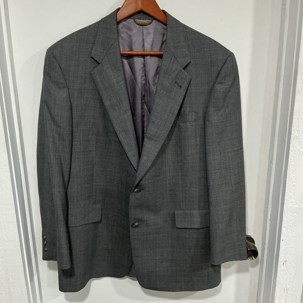 Hart Schaffner Marx Gold Trumpeter Sports Jacket, 42R, Gray Windowpane, Wool, US